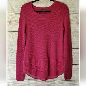 Lucky Brand Fuchsia Knit Sweater Size Medium